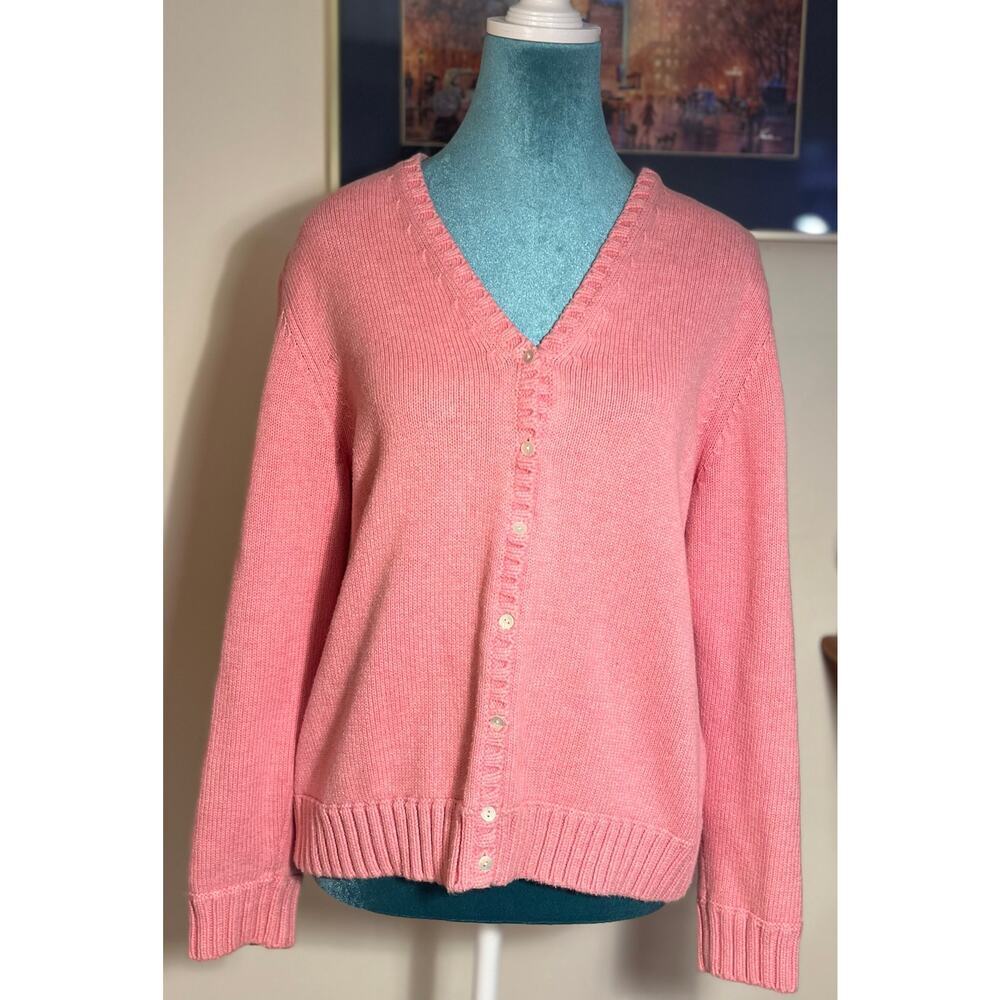 Lands End Pink Cardigan, Size med
